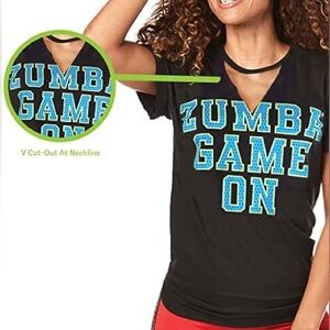 Zumba game on v cut out top medium pre loved